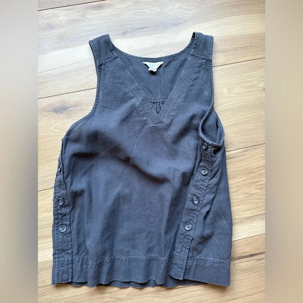 Caslon Gray V-Neck Button-Side Tank - Picture 2 of 5